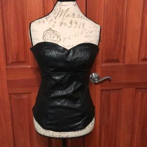 Vegan leather zip up corset size L
